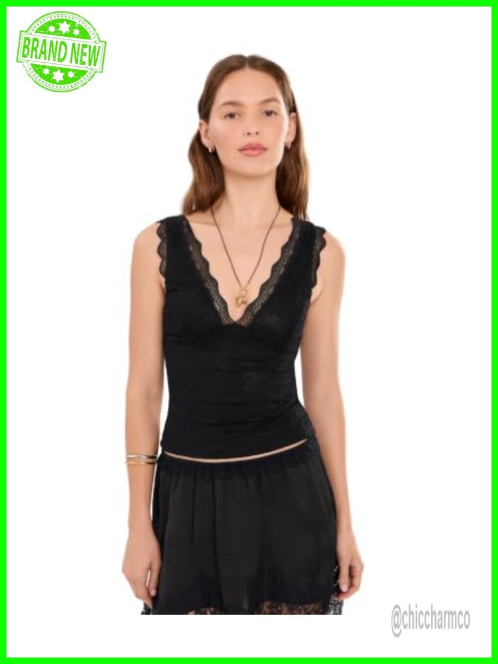 Free People Lace Cami Sheer Elegant Layering Top Nylon Elastane